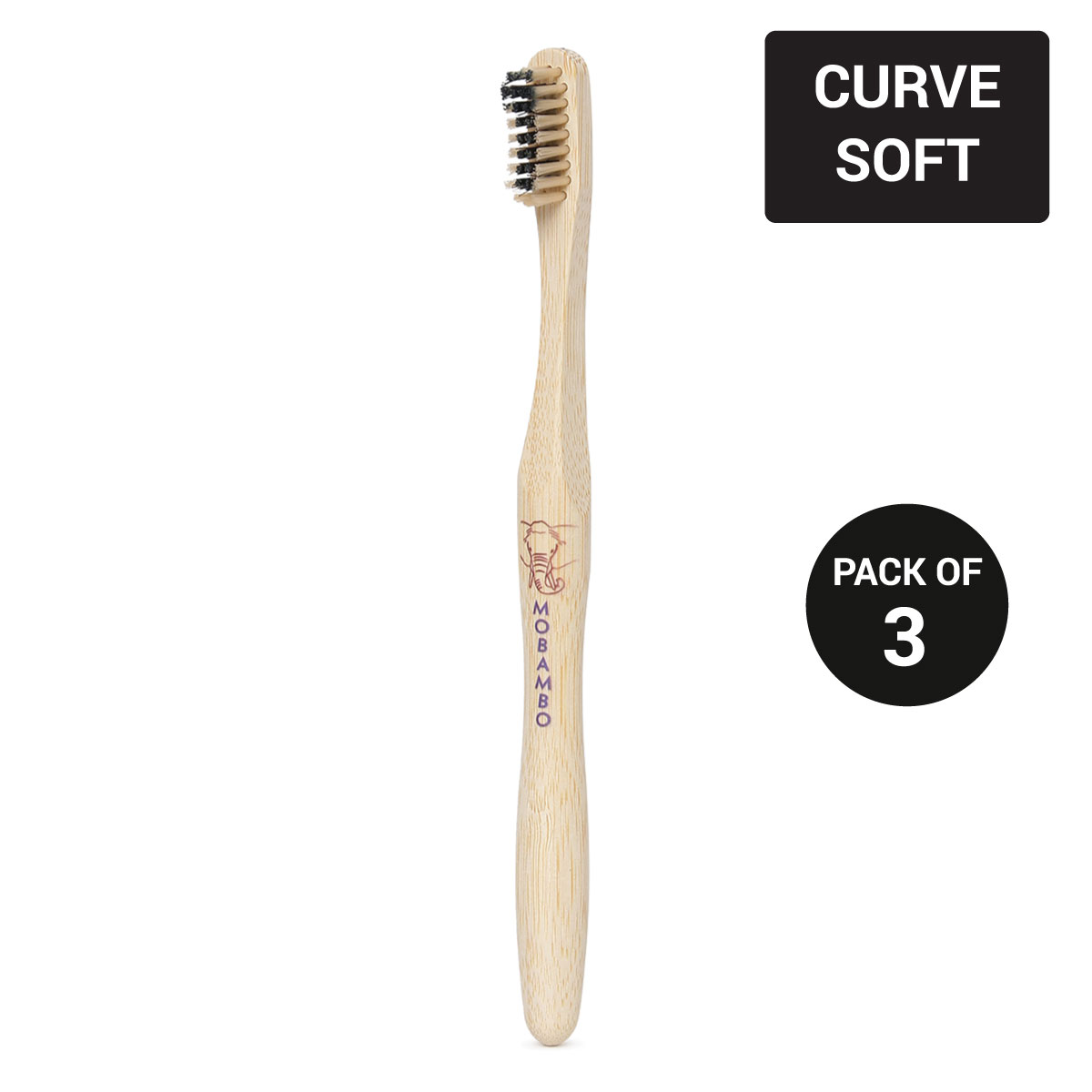 Mobambo Curve Handle Soft Bristles Bamboo Toothbrush