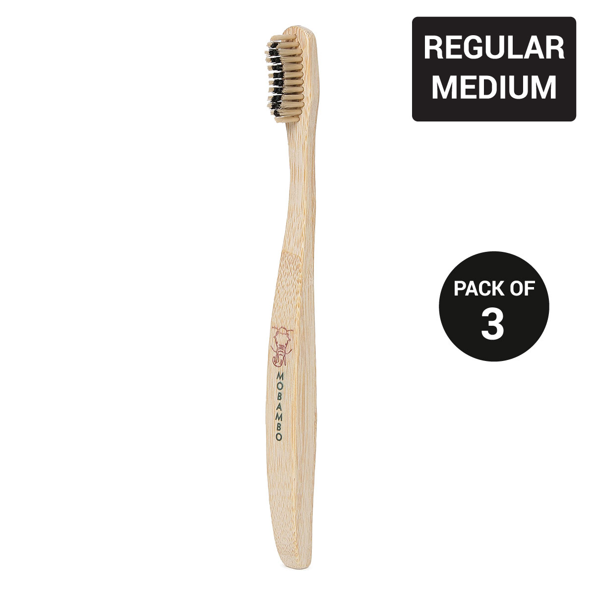 Mobambo Regular Handle Medium Bristles Bamboo Toothbrush