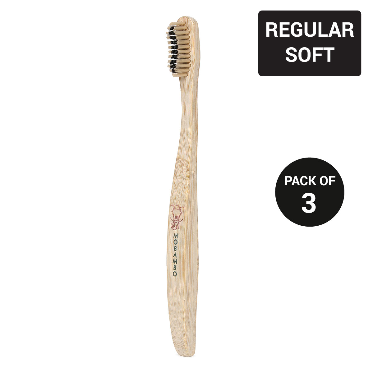 Mobambo Regular Handle Soft Bristles Bamboo Toothbrush